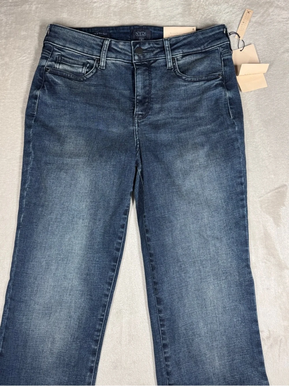 NWT NYDJ Marilyn Straight Lombard Lift Tuck Denim Cotton Blend Blue Jeans Size 8 - Picture 4 of 16